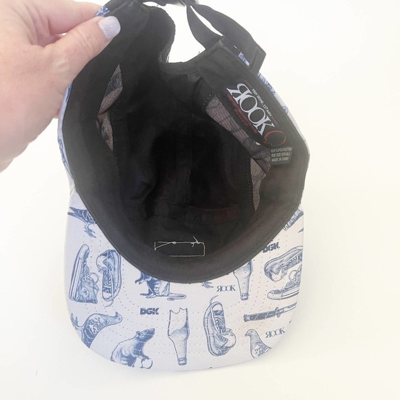 Rook x DGK collab 5-Panel Strapback Graphic Hat Blue White Black Flat Bill - Picture 3 of 6